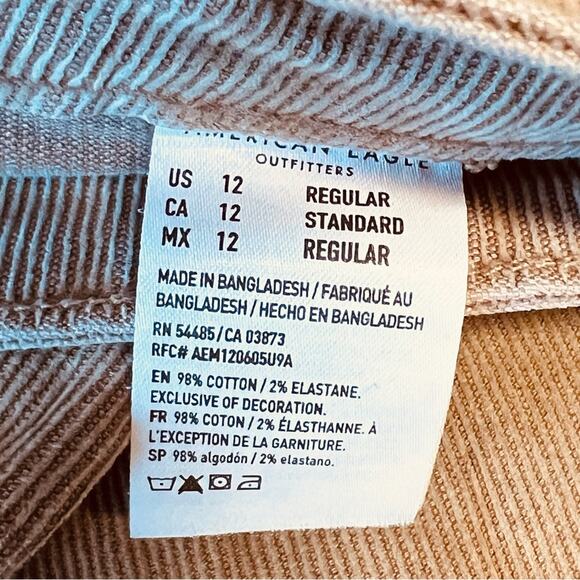 American Eagle Women’s Sz 12 Tan Super High Rise Flare Jeans Stretch Corduroy - Picture 14 of 14